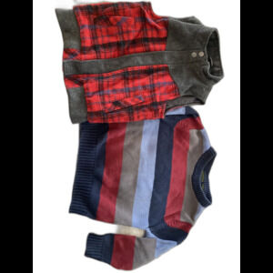 Boys 4T OshKosh Red Plaid Wool Blend Vest & Eddie Bauer Sweater